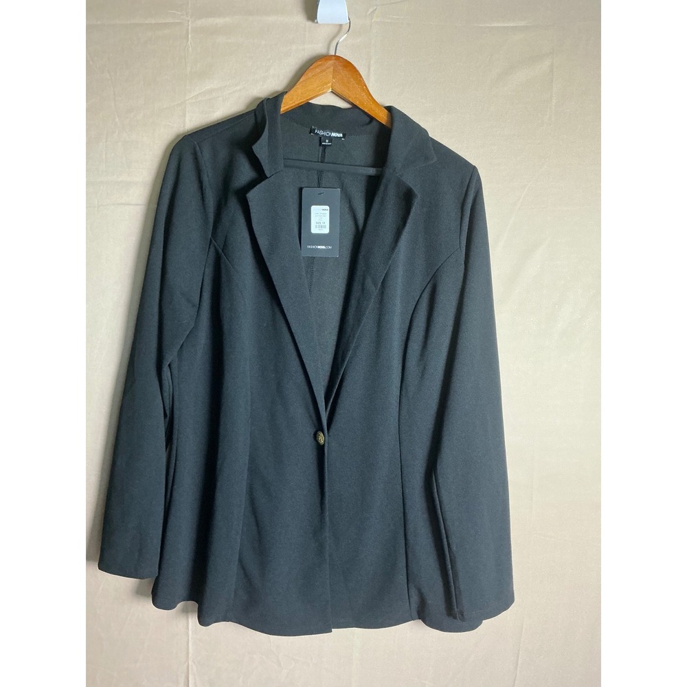 Fashion Nova Black Like I Always Do Blazer Plus Size 1X NWT Gold Button